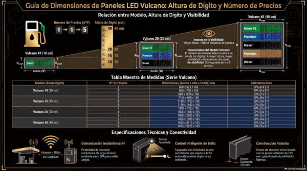 Panel de precios para gasolineras serie VULCANO