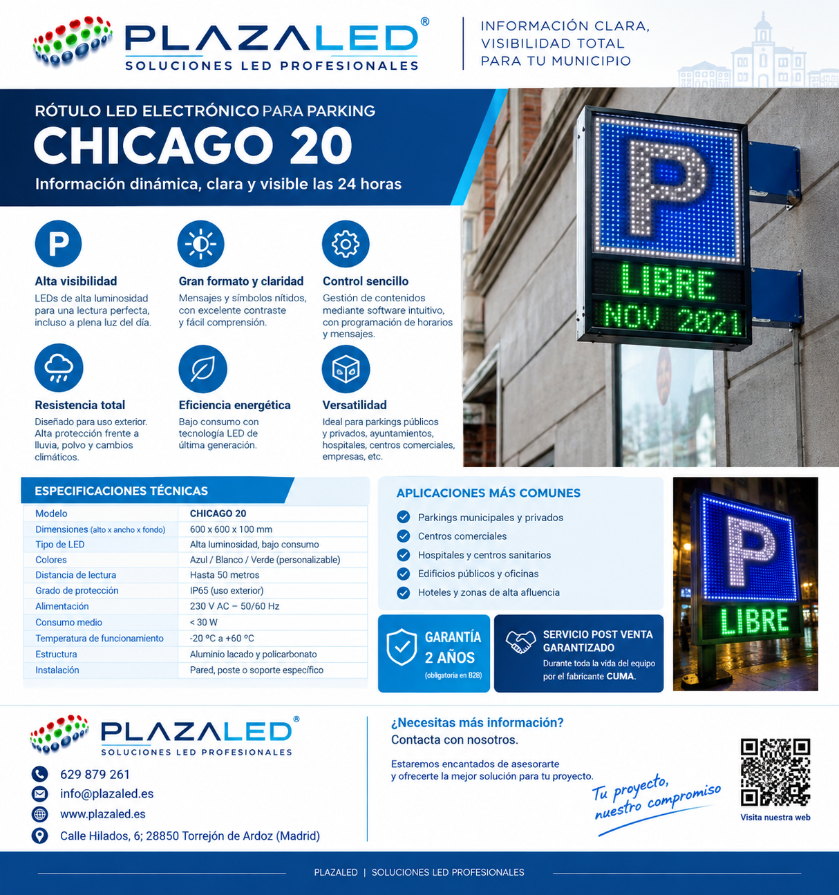 Rótulo LED electrónico para parking Chicago 20